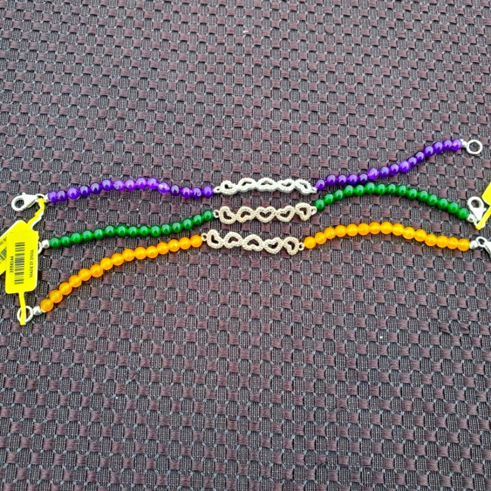 Bead and Heart Bracelets, 3, lobster clasp